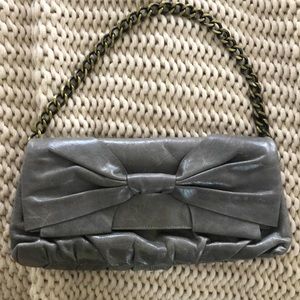 HOBO Glazed Gray Leather Bow Purse/Clutch